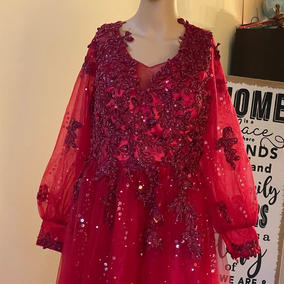 NEW Wedding Bridesmaid Red Dress Size 16 - Picture 2 of 11